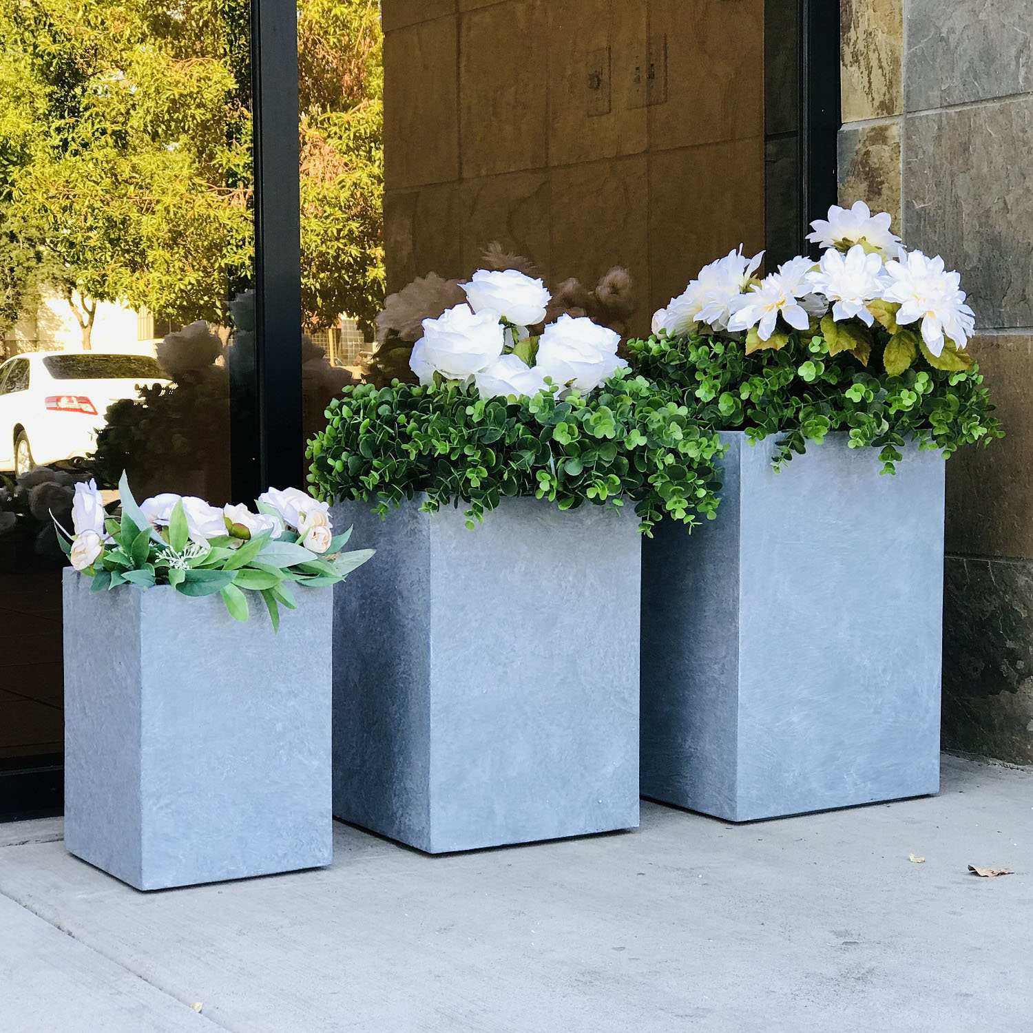 floor standing large lightweight concrete planters