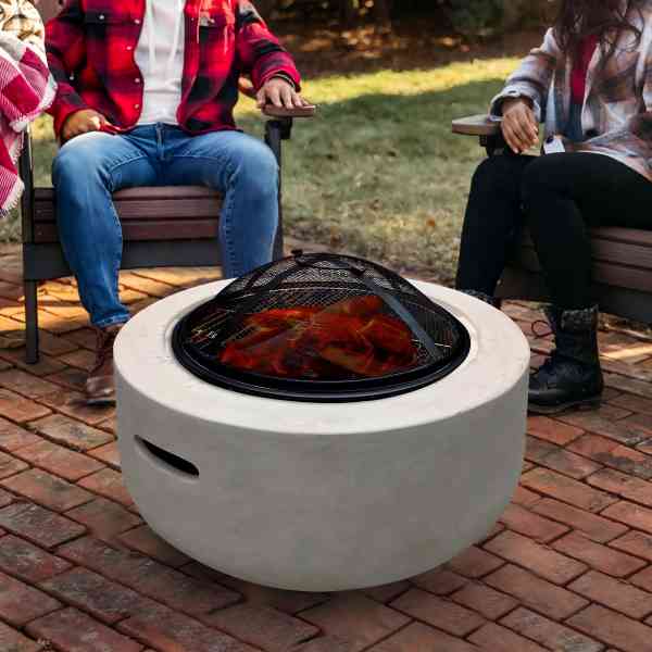 Ronglin metal and cement fire pit for outdoor use